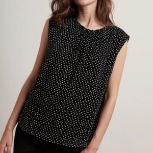 Velvet by Graham & Spencer, Size S, Black Sleeveless Blouse with White Polo Dits